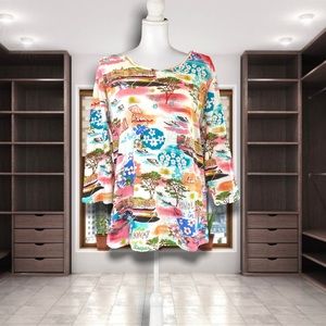 AMERICAN SWEETHEART top all cotton womens large Summer travel work pretty